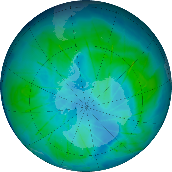 Antarctic ozone map for 12 February 2010
